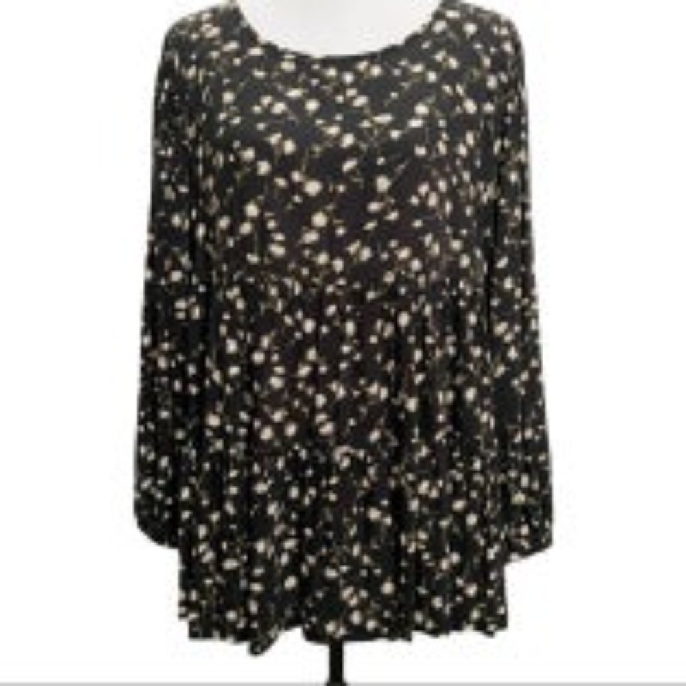 American Eagle Black Floral Layered Open Back Baby Doll Top Size Small